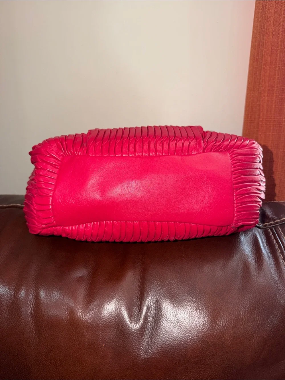 ‼️Coach Ashley Gathered Pink Leather Shoulder Bag
